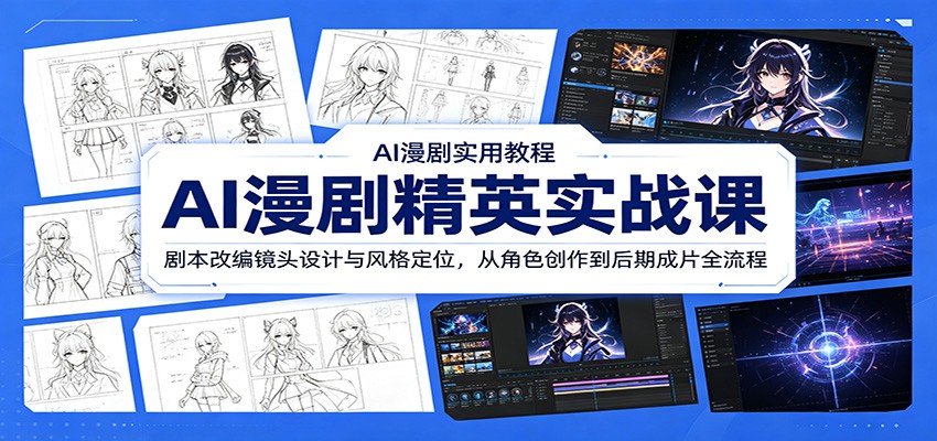 AI漫剧精英实战课：剧本改编镜头设计与风格定位，从角色创作到后期成片全流程-佳佳云创网