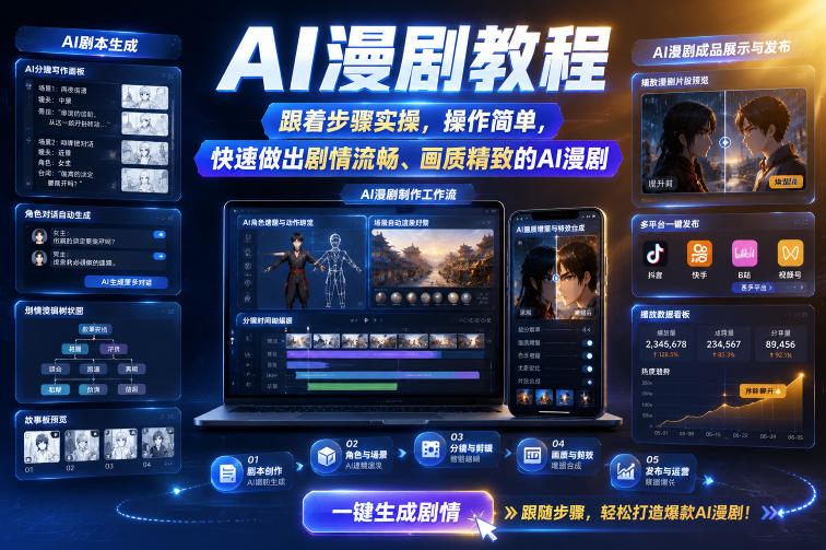 AI漫剧教程，跟着步骤实操，操作简单，快速做出剧情流畅、画质精致的AI漫剧-佳佳云创网