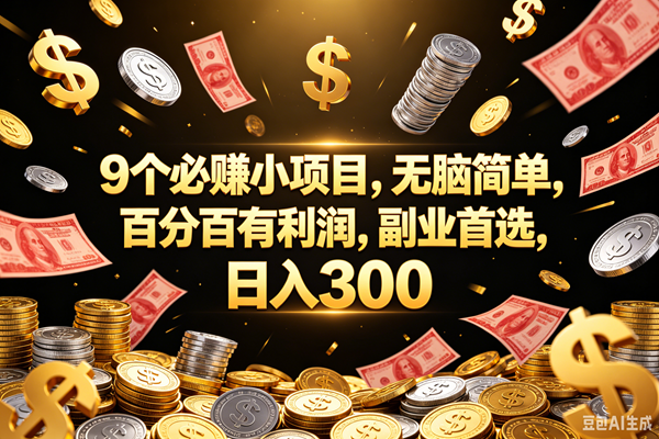 （18881期）9个必赚的小项目，百分百赚元子，无脑简单，副业首选，日入300+-佳佳云创网