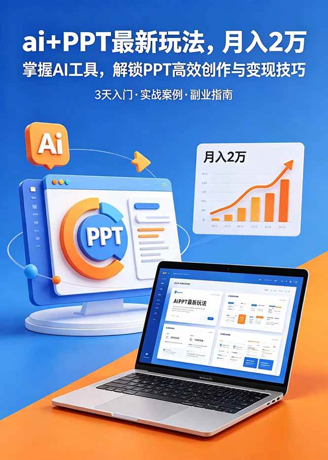 （18881期）ai+PPT最新玩法，月入2万掌握AI工具，解锁PPT高效创作与变现技巧3天入门，实战案例·副业指南-佳佳云创网