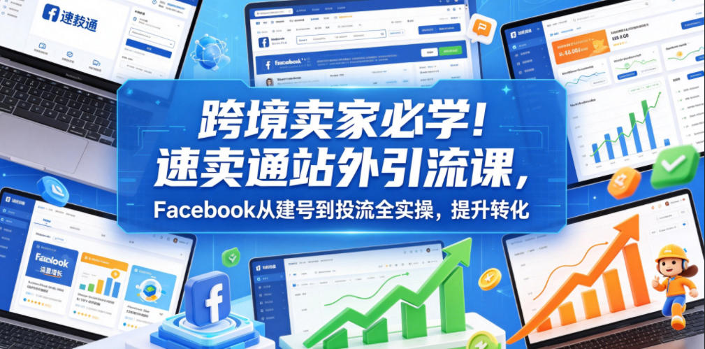 跨境卖家必学！速卖通站外引流课，Facebook从建号到投流全实操，提升转化-佳佳云创网