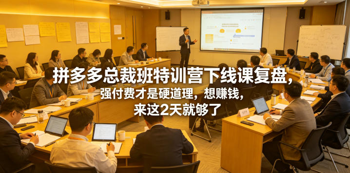拼多多总裁班特训营下线课复盘，强付费才是硬道理，想賺钱，来这2天就够了-佳佳云创网