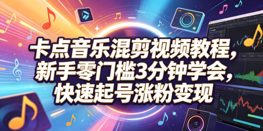 卡点音乐混剪视频教程，新手零门槛3分钟学会，快速起号涨粉变现-佳佳云创网