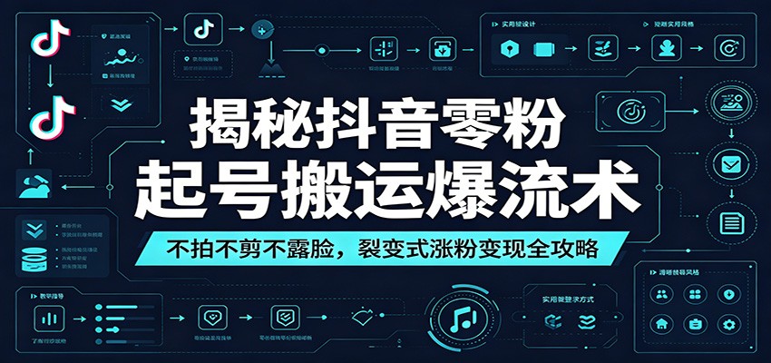 揭秘抖音零粉起号搬运爆流术：不拍不剪不露脸，裂变式涨粉变现全攻略-佳佳云创网