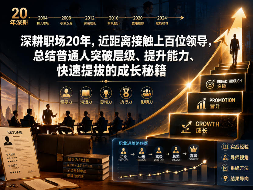 付费文章：深耕职场20年，近距离接触上百位领导，总结普通人突破层级、提升能力、快速提拔的成长秘籍（全网独家干货）-佳佳云创网