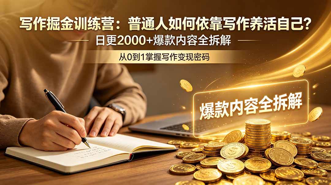 （18901期）写作掘金训练营：普通人如何依靠写作养活自己？日更2000+爆款内容全拆解-佳佳云创网