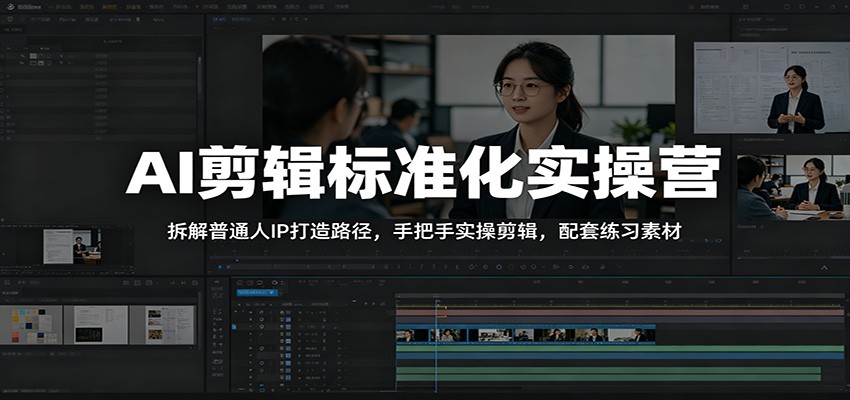 AI剪辑标准化实操营：拆解普通人IP打造路径，手把手实操剪辑，配套练习素材-佳佳云创网