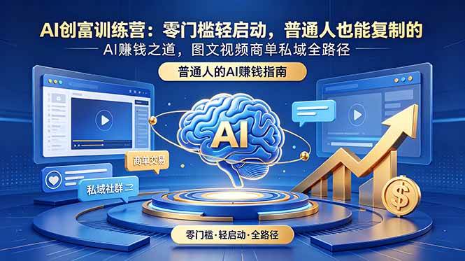 （18911期）AI创富训练营：零门槛轻启动，普通人也能复制的AI赚钱之道，图文视频商单私域全路径-佳佳云创网