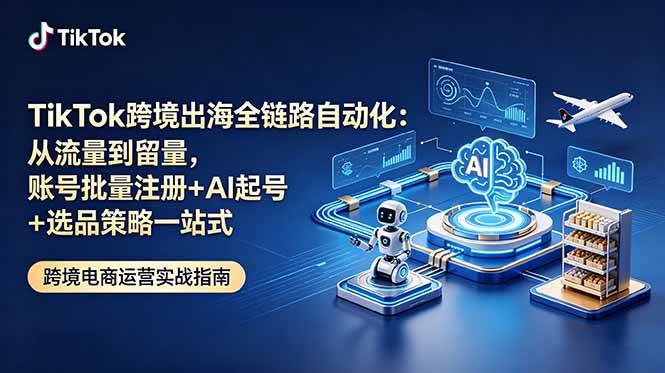 （18907期）TikTok跨境出海全链路自动化：从流量到留量，账号批量注册+AI起号+选品策略一站式-佳佳云创网