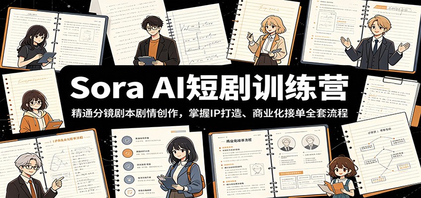 Sora AI短剧训练营：精通分镜剧本剧情创作，掌握IP打造、商业化接单全套流程-佳佳云创网
