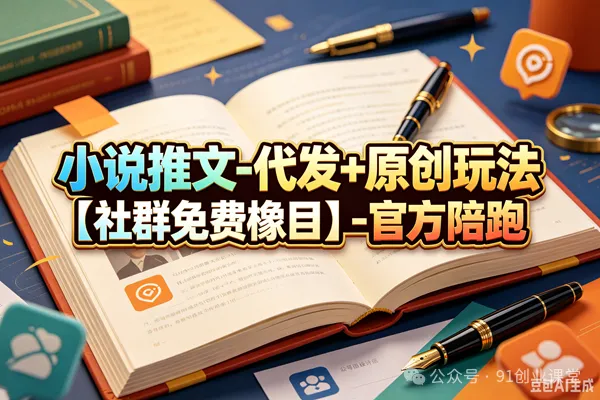 小说推文-代发+原创玩法【社群免费橡目】-官方陪跑-佳佳云创网