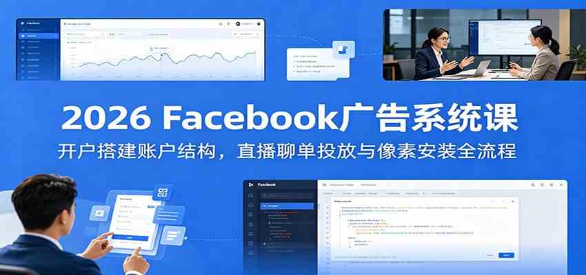 2026 Facebook广告系统课：开户搭建账户结构，直播聊单投放与像素安装全流程-佳佳云创网