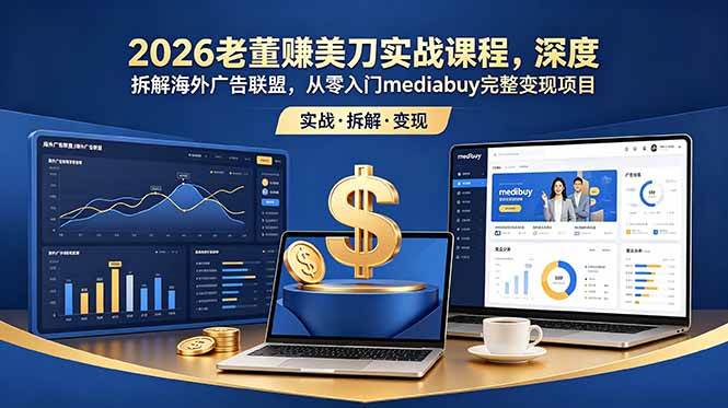 （18935期）2026老董赚美刀实战课程，深度拆解海外广告联盟，从零入门mediabuy完整变现项目-佳佳云创网