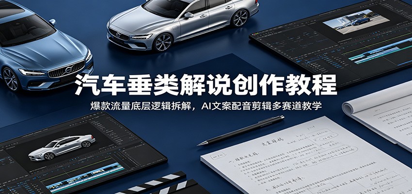 汽车垂类解说创作教程：爆款流量底层逻辑拆解，AI文案配音剪辑多赛道教学-佳佳云创网