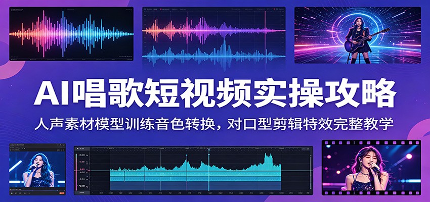 AI唱歌短视频实操攻略：人声素材模型训练音色转换，对口型剪辑特效完整教学-佳佳云创网