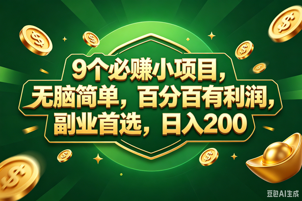 （18950期）9个必赚的小项目，百分百赚元子，无脑简单，副业首选，日入300+-佳佳云创网