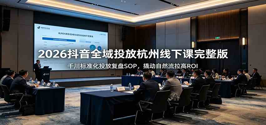 2026抖音全域投放杭州线下课完整版：千川标准化投放复盘SOP，撬动自然流拉高ROI-佳佳云创网
