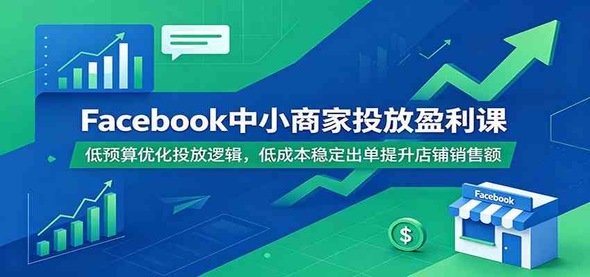 Facebook中小商家投放盈利课：低预算优化投放逻辑，低成本稳定出单提升店铺销售额-佳佳云创网