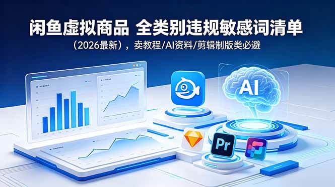 （18961期）闲鱼虚拟商品 全类别违规敏感词清单（2026最新），卖教程/AI资料/剪辑制版类必避-佳佳云创网