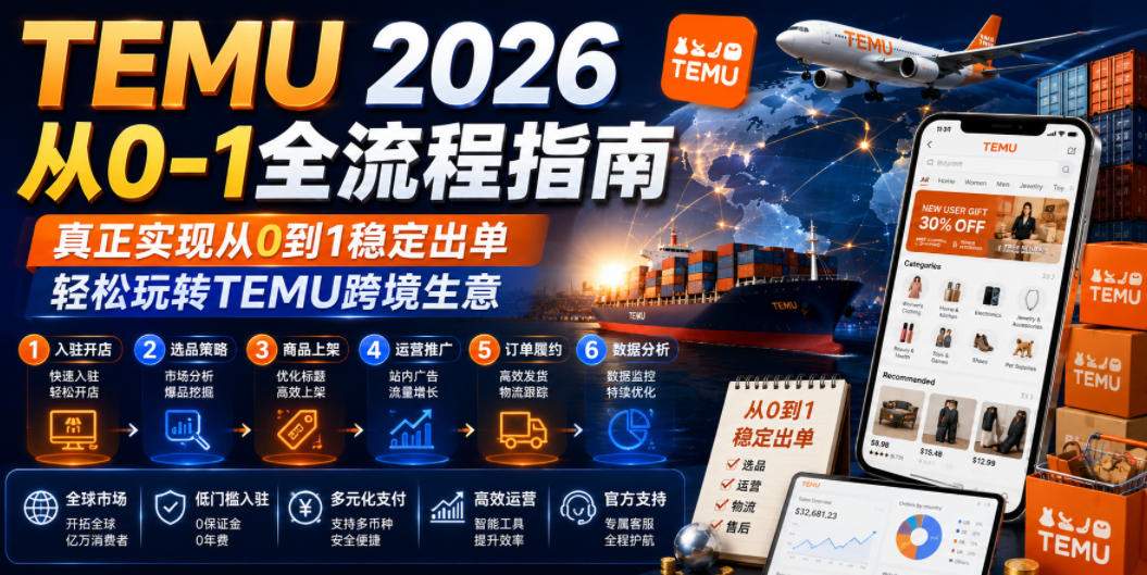 TEMU 2026从0-1全流程指南，真正实现从0到1稳定出单，轻松玩转TEMU跨境生意-佳佳云创网