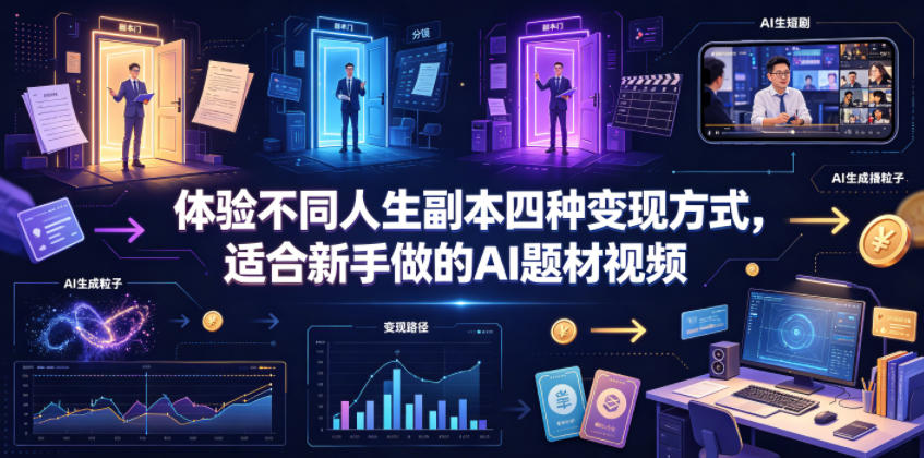 体验不同人生副本四种变现方式，适合新手做的AI题材视频-佳佳云创网
