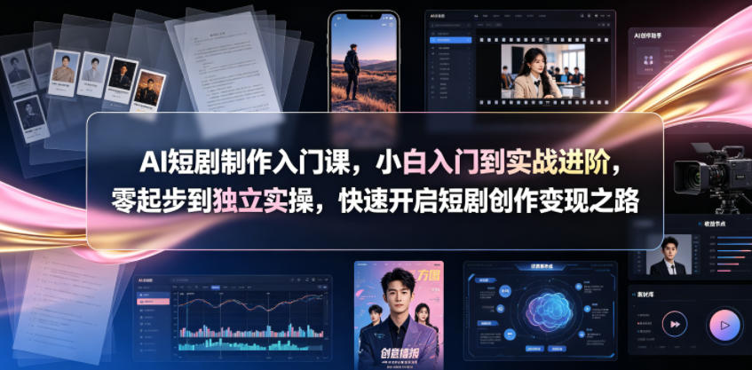 AI短剧制作入门课，小白入门到实战进阶，零起步到独立实操，快速开启短剧创作变现之路-佳佳云创网