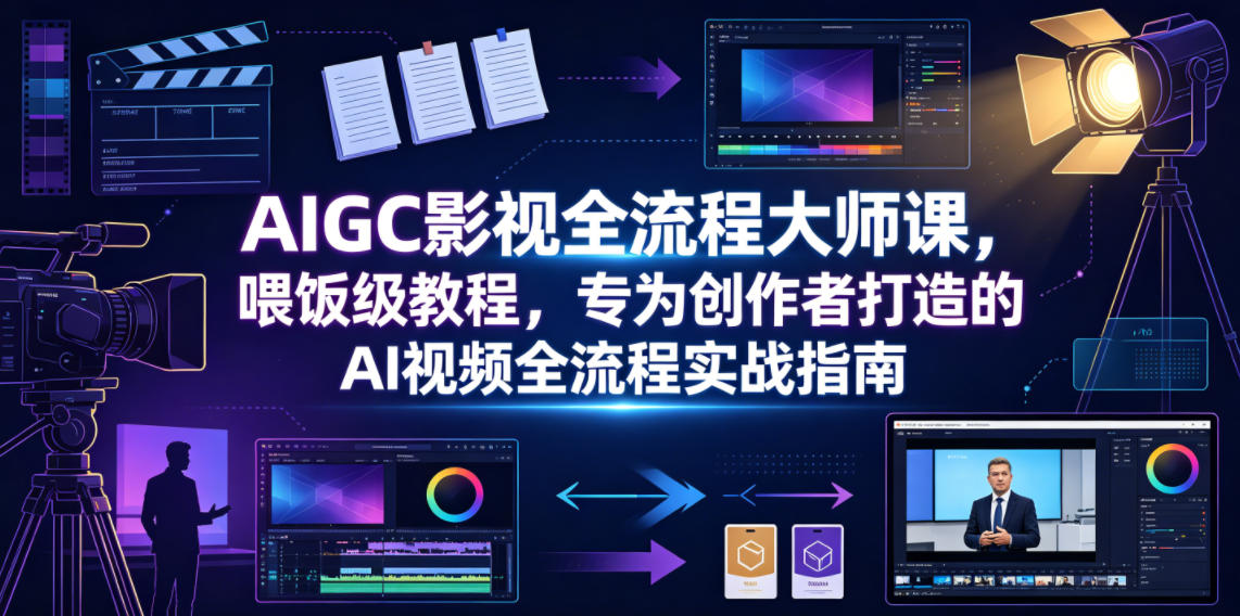 AIGC影视全流程大师课，喂饭级教程，专为创作者打造的AI视频全流程实战指南-佳佳云创网