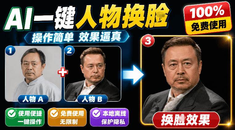 （19012期）纯离线本地运行！AI一键人物lian部替换软件，支持图片换lian，效果逼真，最便捷换lian工具FaceSwap-佳佳云创网