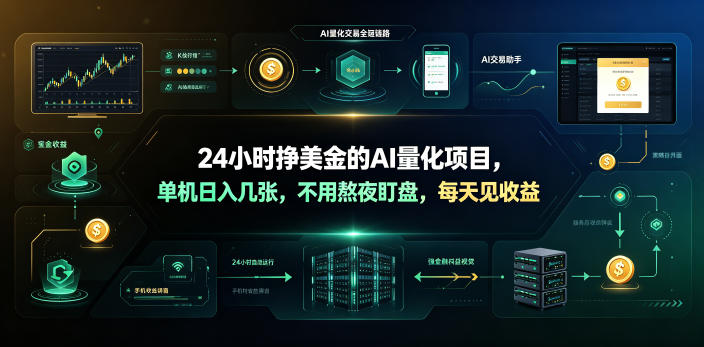24小时挣美金的AI量化项目，单机日入几十美刀，不用熬夜盯盘，每天见收益【揭秘】-佳佳云创网