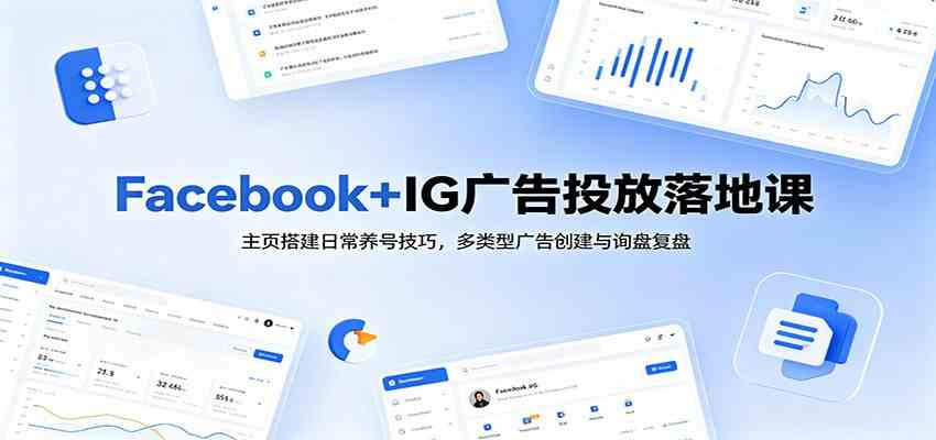 Facebook+IG广告投放落地课：主页搭建日常养号技巧，多类型广告创建与询盘复盘-佳佳云创网