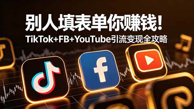 （19018期）别人填表单你赚钱！TikTok+FB+YouTube 引流变现全攻略【原创双语字幕】-佳佳云创网
