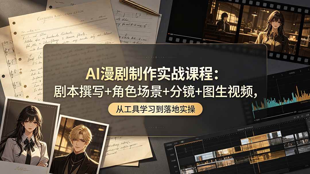 （19020期）AI漫剧制作实战课程：剧本撰写+角色场景+分镜+图生视频，从工具学习到落地实操-佳佳云创网